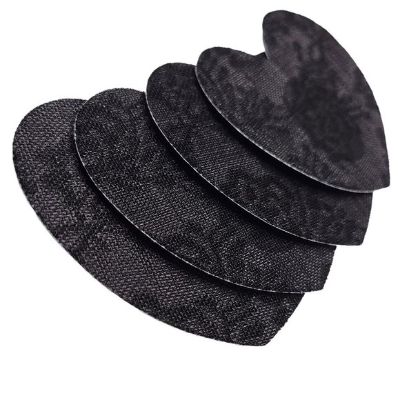 Heart Shaped Pasties Nipple Covers Self Adhesive 3 Pair Black - Picture 2 of 5